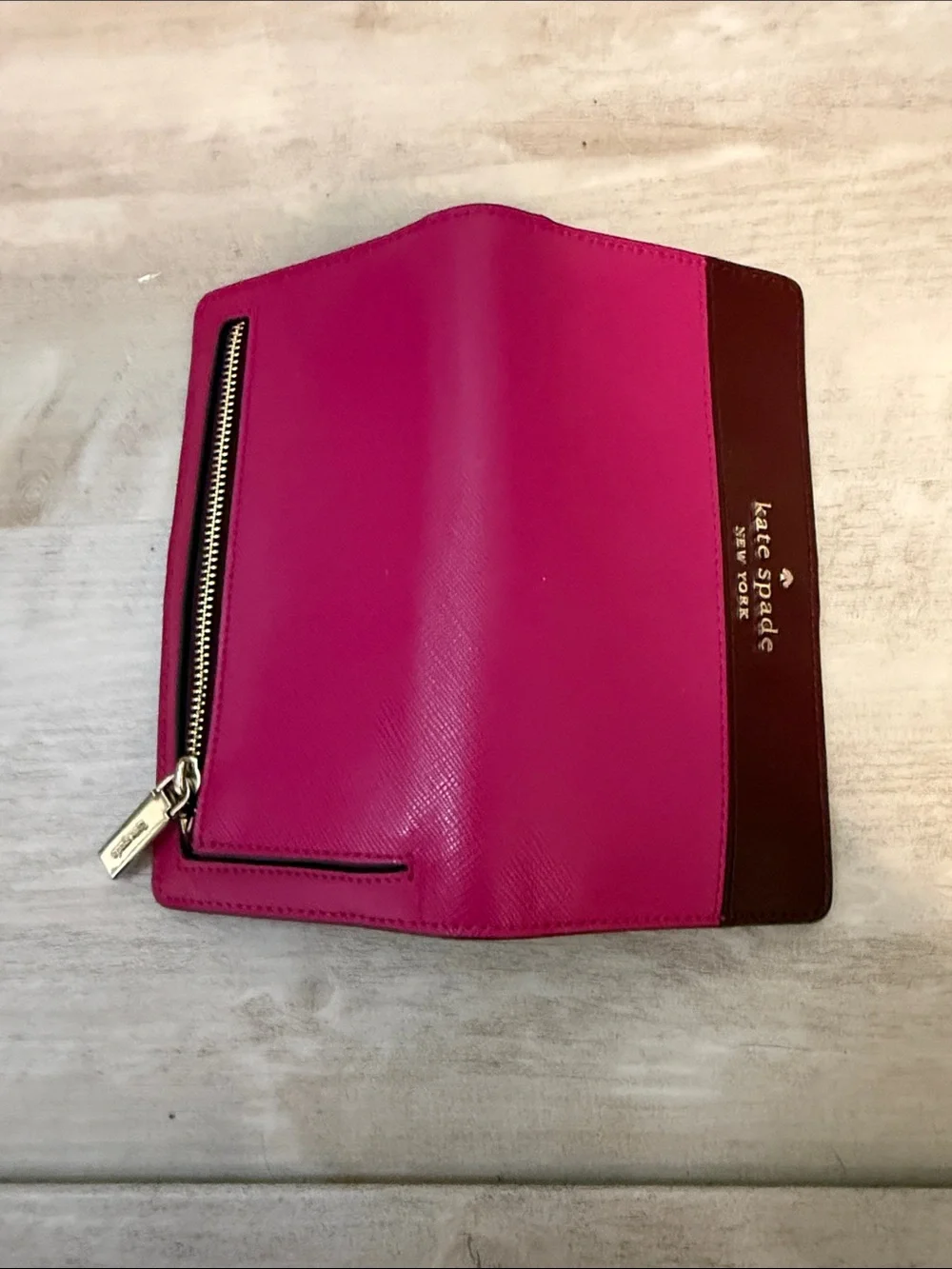 kate spade Two-Tone Magenta and Wine Leather Wallet
